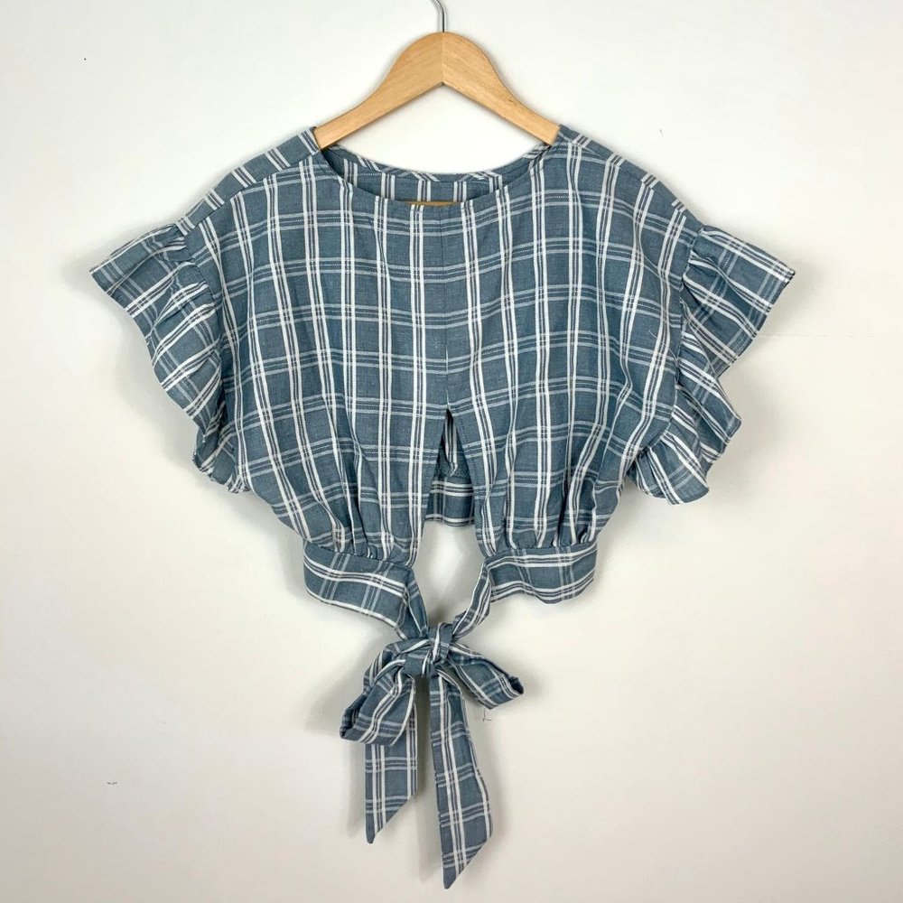 Plaid Ruffle Crop Top - Picture 2 of 2